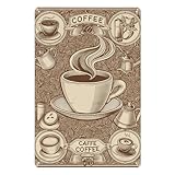 FGHRR Póster vintage de metal con diseño de café, póster de pared de estaño oxidado con aspecto retro, para regalos, cafeterías, bares, clubes, oficinas, tiendas, patios, garajes, 30,5 x 20,3 cm