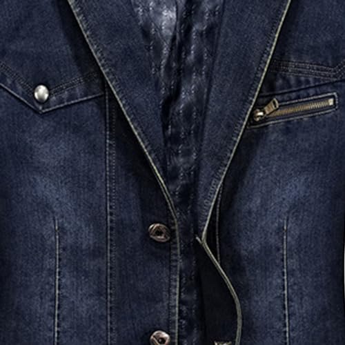 JEKE-DG Men's Button Down Biker Jean Jacket Blazer Collar Casual Denim Jacket Classic Casual Trucker Jean Coat4