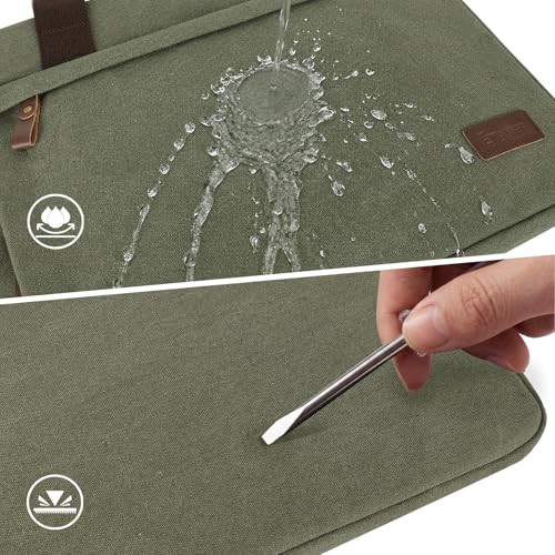 Image of ESTARER Laptop Bag 17-17.3 Inch, Computer Bags for Men Water-resistant Canvas Laptop Case Slim Laptop Sleeve Fits Hp /Dell /Asus /Lenovo /Acer, Green