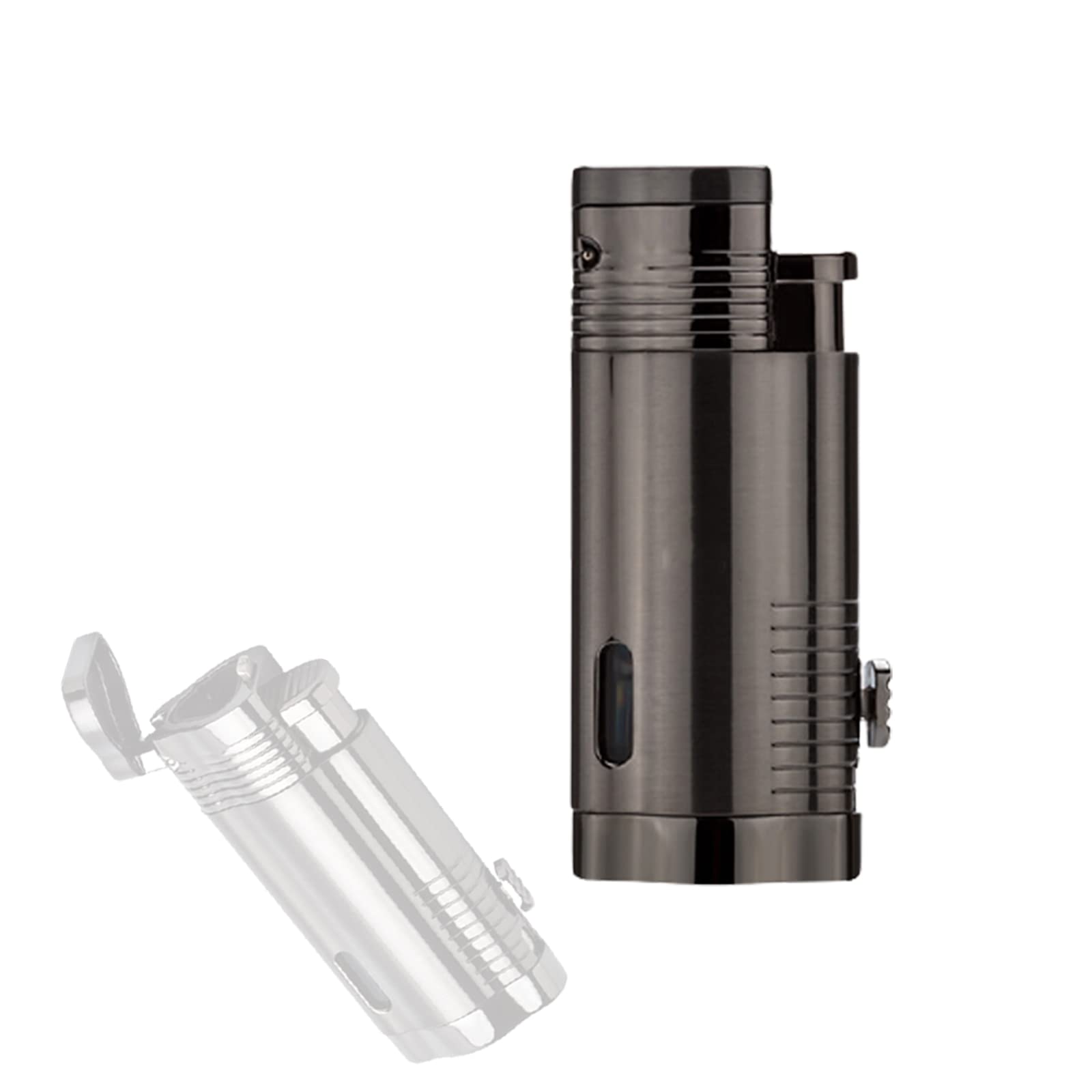 3 Jet Flamme Torche Coupe-Vent Cigare Métal Gaz Butane Bleu Flamme Briquet avec Cigare Perceuse Carburant Briquet Rechargeable avec Boîte-Cadeau