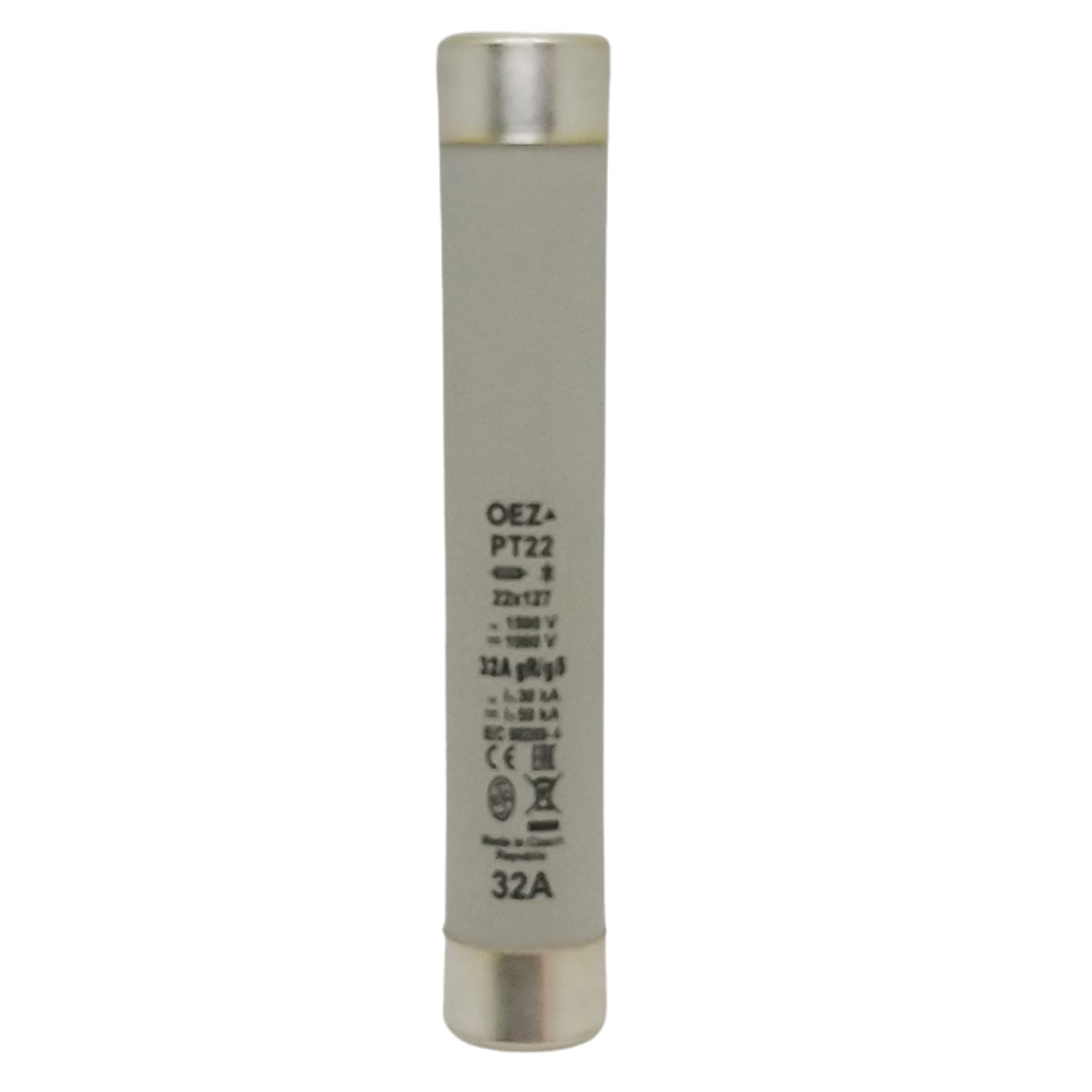 In: 1A Ampere 5 Stück Zylinderische Keramik-Sicherung, AC 1500V / DC 1000V, Größe 22x127 mm, Typ PT22