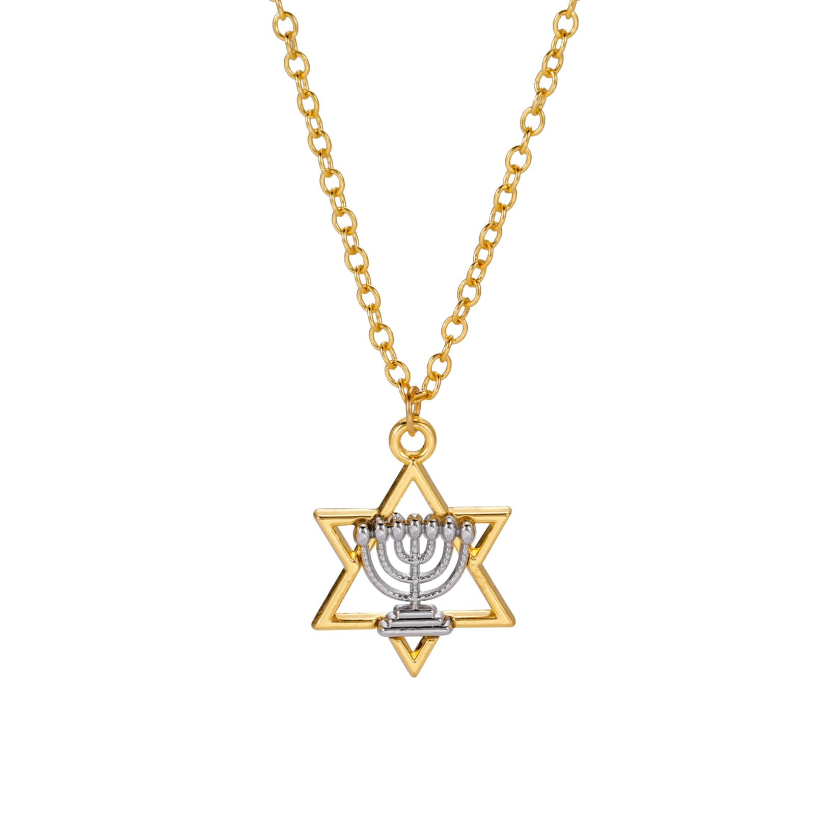 Collier Menorah Violet Avec Pendentif - Bijou Kabbale Judaïque