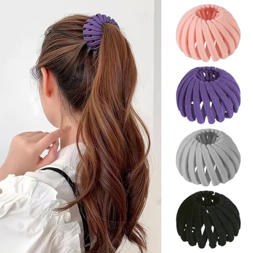 Birds Nest Hair Clips - 2024 New Hair Claw Clamps Bun Makers Expandable Ponytail Holder Comb Hair Bands for Thin Thick Fine Curly Hair,Hair Accessory for Women Ponytail Holders Claw Clips (Color C)