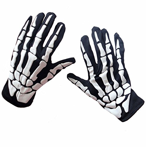 Skeleton Gloves for Adult Halloween Dance Party Costume Gloves by Topfire, Pair of 1