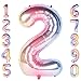Produktbild CHANGZHONG 40 Zoll 0 to 9 in Regenbogen Nummer Folienballon Helium Zahlenballon Luftballon Riesenzahl Party Hochzeit Kindergeburtstag Geburtstag (Number 2)