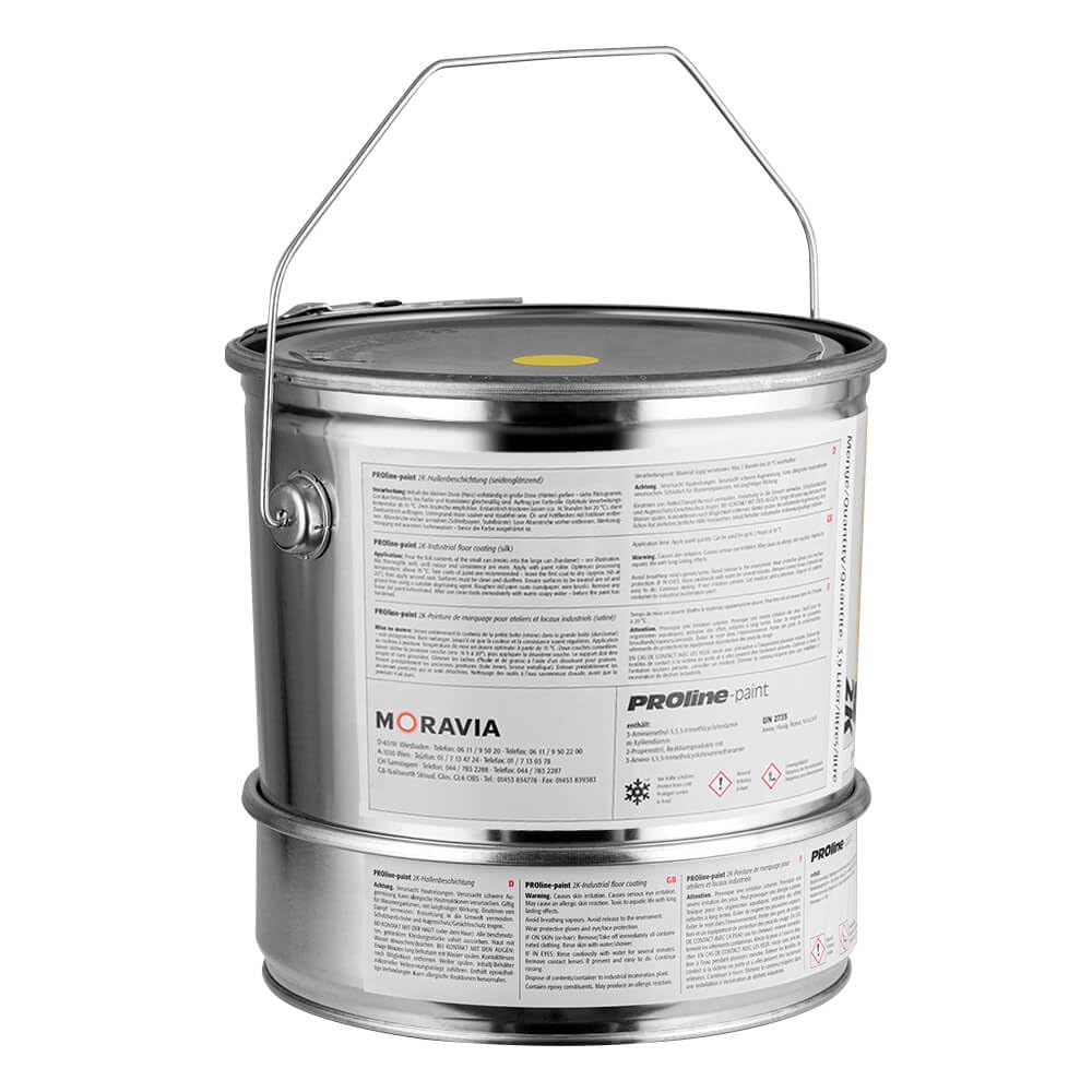 2-Komponenten Hallenbeschichtung PROline-paint, staplerfest, gelb, 5 Liter, Art.-Nr. AM61ZN0365 | Bodenmarkierungsfarbe | Farbmarkierung