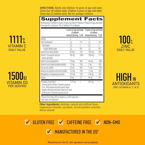 Image of Airborne Vitamin C 1000mg (per Serving) - Citrus Chewable Tablets (96 Count in a Box) - Packaging May Vary