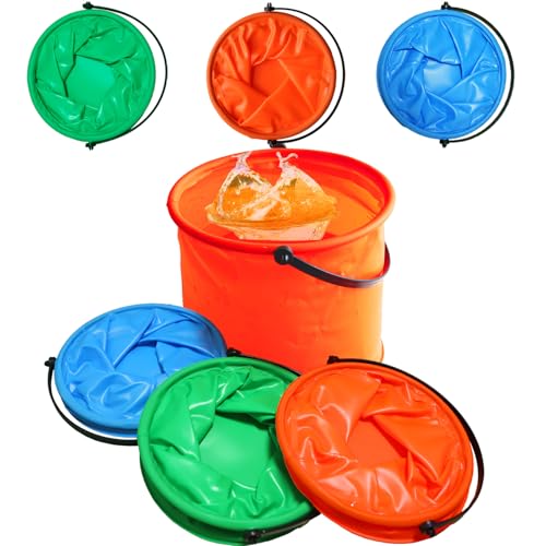 HENGLUO Faltbarer Eimer Klein 6 Stück Sandeimer Faltbar 2L Tragbarer Eimer 3 Farbe Falteimer für Strand Camping Angeln und Reinigung