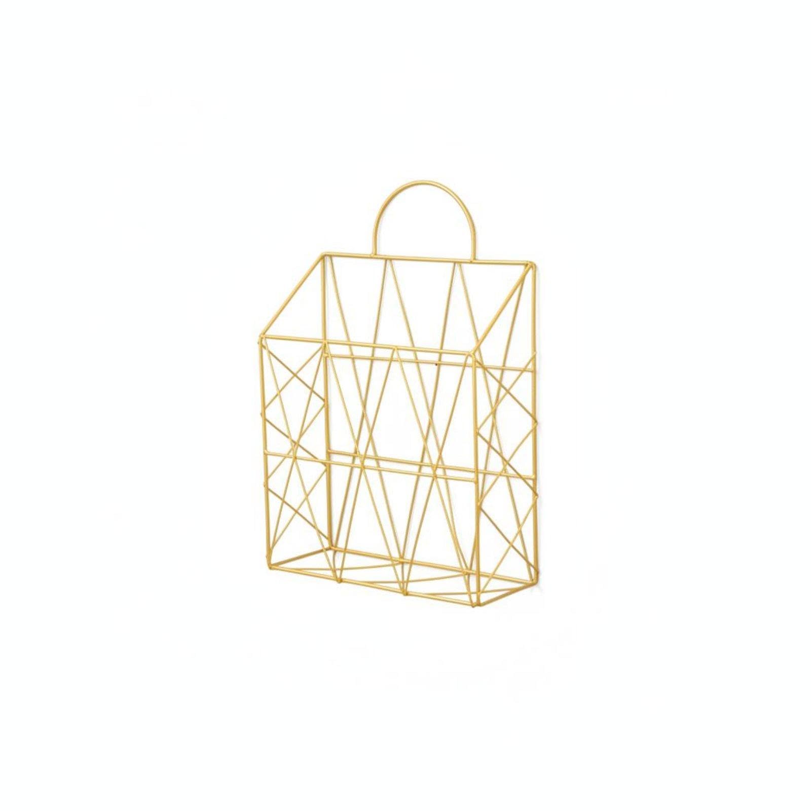 CALANDIS Wall-Attached Magazine Holder Decorative Metal Wire Magazine Rack Open Wireframe Wall File Holder for Living Room Gold | Magazine Racks | Home Organization | Household Supplies & Cleaning-image-20