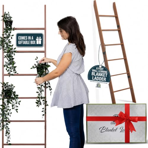 Image of Blanket Ladder for the Living Room and Bedroom, Quilt Rack, 6-Tier, Brown
