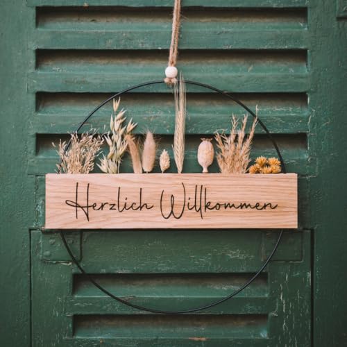 Trockenblumenkranz - Türkranz Herzlich Willkommen - Türkranz Trockenblumen - Türkranz personalisiert - Willkommensschild - (Trockenblumen Naturtöne) Trockenblumenkranz - Türkranz Herzlich Willkommen - Türkranz Trockenblumen - Türkranz personalisiert - Willkommensschild - (Trockenblumen Naturtöne)