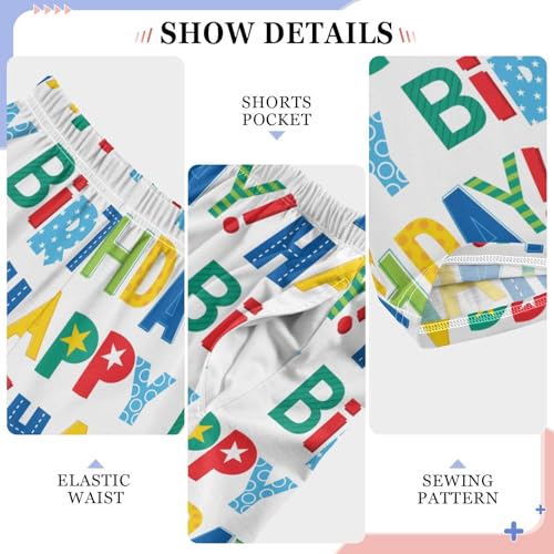 ZZXXB Funny Happy Birthday Boys Long Pants Soft Trousers Elastic Waist Kids Lounge Bottoms with Pockets S-XL4
