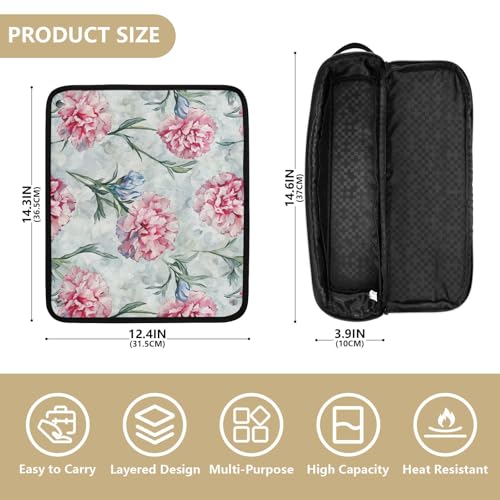 Organizador para Herramientas de Cabello Pink Big Floral 2 en 1 con Estera Resistente al Calor y Doble Capa para Planchas y Accesorios de Cuidado Capilar Portátil miniatura 4