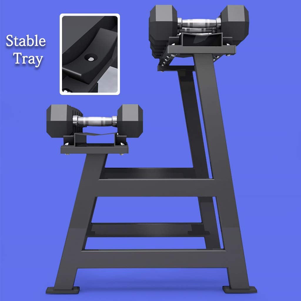 Rastrelliera Manubri Set Manubri con Supporto, Porta Manubri A 2 Strati, Rack di Stoccaggio Pesi Domestici, Staffa Compatta per Manubri, Facile da Installare, Portante 200 kg