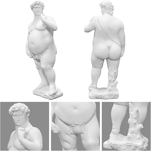 Miniatura 3 de Figura creativa de resina de David de 13.78 pulgadas, figura divertida de obesidad griega, escultura de David, adornos para decoración del hogar