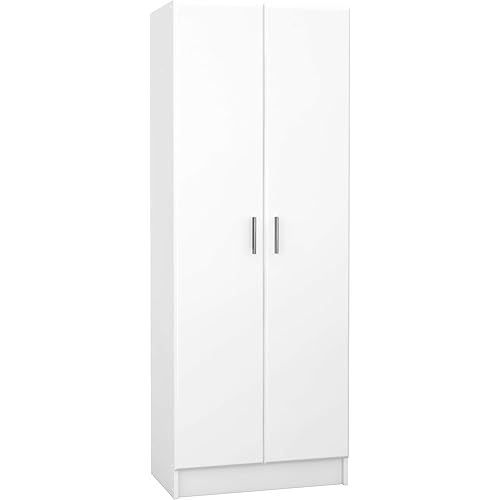 Panana 2 Door Wood Wardrobe Cabinet Closet with Hanging Rail and 2 Shelves, Bedroom Armoire for Storage (White)