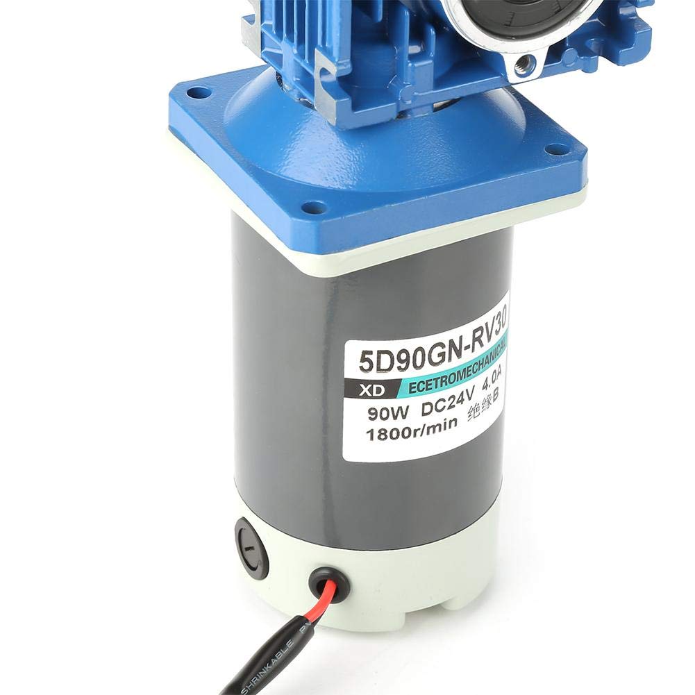 Motor DC 24V 1800RPM Velocidad Ajustable Motor de Engranaje Helicoidal Autobloqueante 90W 8 Polos con Reductor RV30 para Abrepuertas y Ventanas
