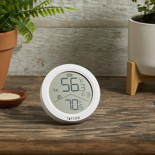 Image of Taylor Digital Modern Round Wireless in /Out Thermometer - 200 ft Range