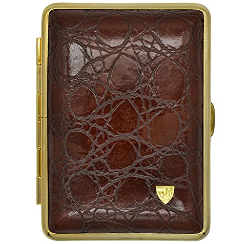 v.H 1912 VOM HOFE MANUFAKTUR Visitenkartenetui 444GKK09, Kunstleder Kroko, Rahmen Gold, mit innenliegenden Gummibändern