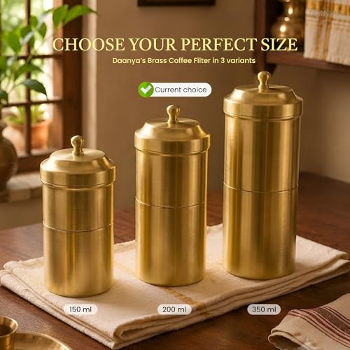 Image of Premium Brass Coffee Filter Machine | Reusable Traditional Coffee Maker for Strong Filter Kaapi | Kitchen & Dining Essentials (200 ML)