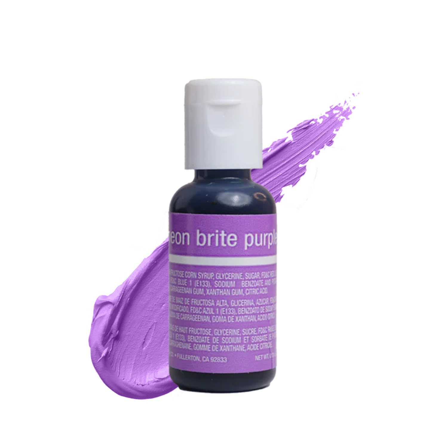 Chefmaster Neon Brite Purple Liqua-Gel® Food Coloring | Vibrant Color | Professional-Grade Dye for Icing, Frosting, Fondant | Baking & Decorating | Fade-Resistant | Easy-to-Use | Made in USA | 0.70 oz