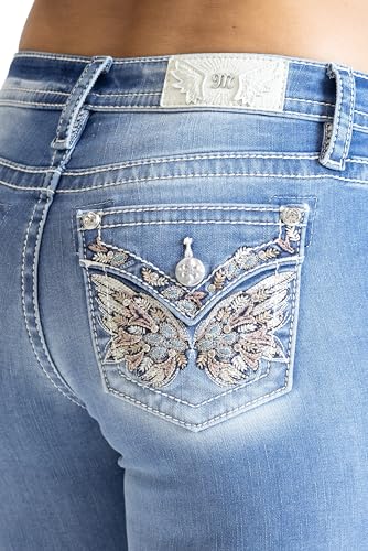 Miss Me Women's Fern Wings Faux Flap Pockets Mid-Rise Bootcut Jeans4