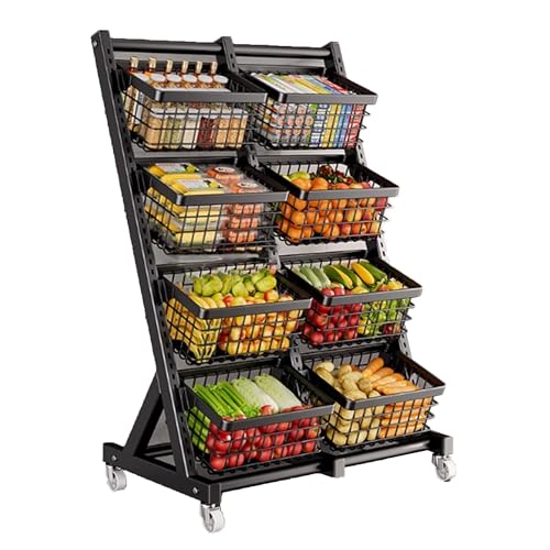 Carrito de varias capas con ruedas para verduras y frutas con gran capacidad de almacenamiento