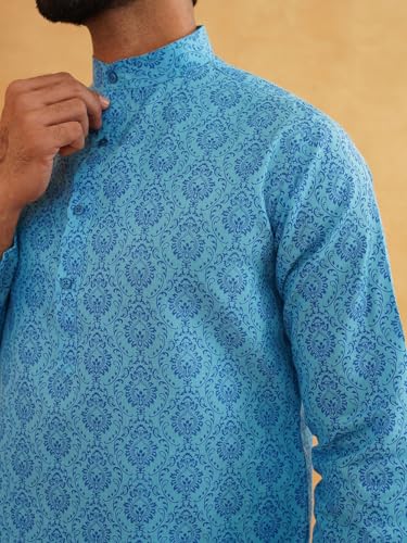Image of SOJANYA Men's Cotton Blend Kurta with Ethnic Motifs Print