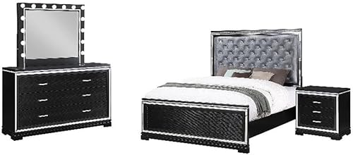 Coaster Eleanor - Juego de 4 piezas de madera tamaño California King color negroplateado