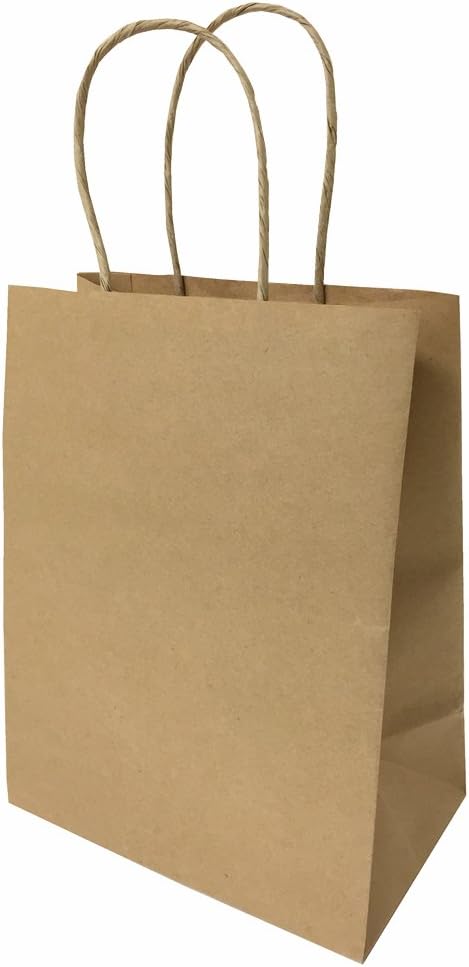 5.25"X3.25"X8"-200 Pc Metrogalaxy Premium Kraft Paper Bag, Gift Shopping Bag, Grocery Merchandise, Recycle Twisted Handle Bags, Color: Brown