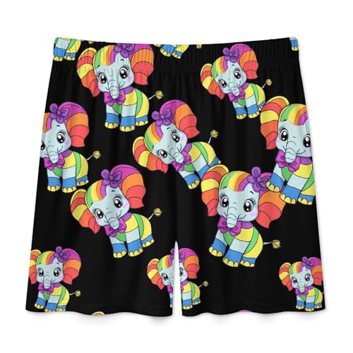 Rainbow Elephant Men's Pajama Bottoms Lounge Pj Shorts Stretch Sleep Shorts for Home Vacation Beach4