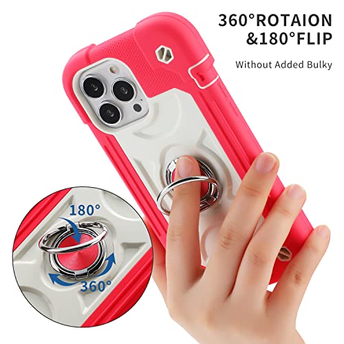 Image of MARKILL Compatible with iPhone with Built-in 360Rotating Ring Stand, Military Grade Drop Protection Full Body Rugged Heavy Duty Case Durable Cover (Hot Pink, iPhone 13 Pro Max 6.7 inch)