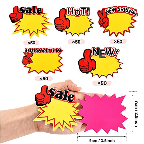 500 Piece Fluorescent Starburst Retail Sign Tags #TOP8