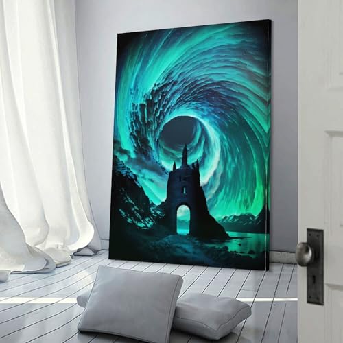 Toile phare arctique vintage POLIUAWS tableau déco nature pour une chambre apaisante