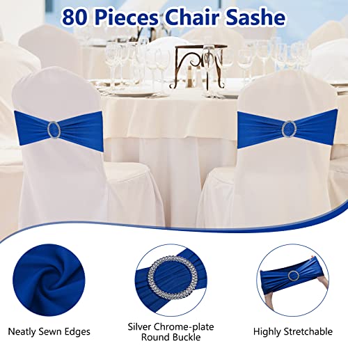 image for CHENGU 150 Pieces Spandex Stretch Chair Sashes Bows Elastic Chair Cove