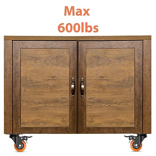Image of Heavy-Duty Double Puff Castor Wheels for Furniture, 50mm Swivel Caster Wheels with 360 Rotation, 500 kg Load Capacity (Orange, Set of 4)