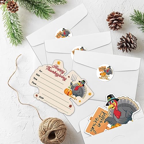 Invitaciones de relleno en forma de pavo silueteado con sobres coordinados y pegatinas de cierre 6