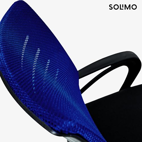Image of Amazon Brand - Solimo Sitly Mid Back Revolving Office Chair for Work from Home, Study, and Computer Use | Heavy Duty Base | Ergonomic Mesh Design | Durable & Comfortable Seating (Blue Mesh)