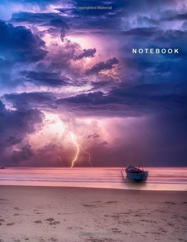 Notebook: Ruled Notebook Journal - Lightening and Boat Cover - 122 Pages - Large (8.5 x 11 inches)