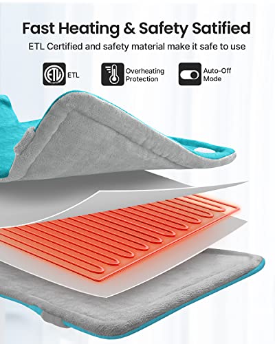 Image of RENPHO Heating Pad for Back, Mothers Day Gifts for Mom & Birthday Gifts for Men Women, FSA Eligible & HSA Store, Weighted Electric Heat Pad for Neck and Shoulder, ETL Certified, 24 inchx33 inch, Gray Green