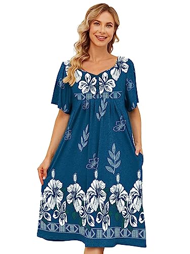 House Dresses for Women with Pockets Moo Moo Nightgown Short Slee...