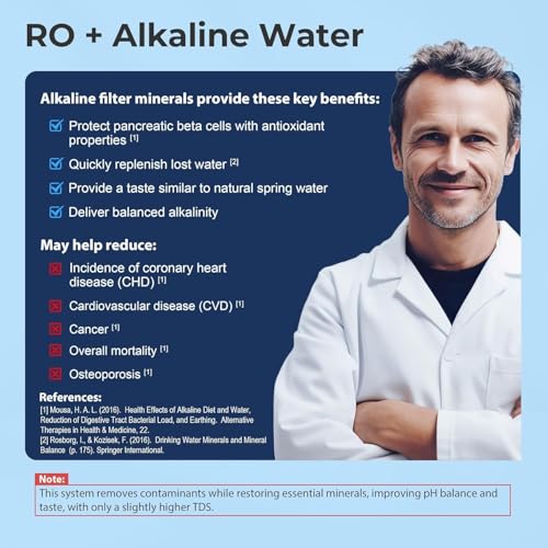 Image of iSpring RO5004F-AK UV Alkaline Reverse Osmosis Water Filter, SGS Tested PFAS and TDS Reduction, 500 GPD Tankless Remineralization RO System Under Sink, Filter Life Monitor, 2:1 Pure to Drain