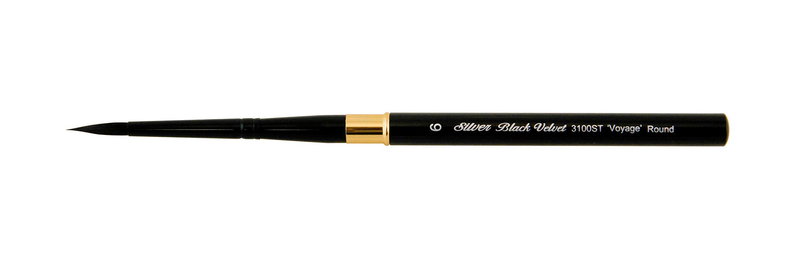 Silver Brush Limited3100ST-6 Black Velvet Voyage Travel Brush Round Paintbrush for Watercolor, Gouache, Inks, & Dyes, Size 6, Short Handle
