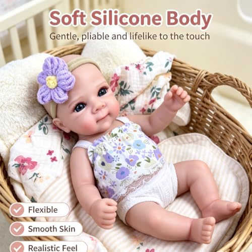 Muñeca Reborn de silicona realista de 12 pulgadas miniatura 2