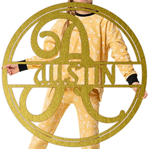 Custom Wooden Monogram Letters, Personalized Wood Circle Last Name Sign 6'' - 40'' Tall, Kids Room Décor, Large Wooden Monogram Room Décor, Children's Wall Décor, Wedding Sign (SIGN-2)