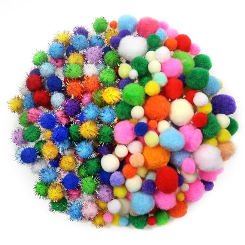 TOAOB 500pcs Craft Pompoms Loisirs Creatifs Multicolore 10mm à 30mm Gros Pompons Artisanale Moelleux pour Bricolage Fournitures Décorations Couture...