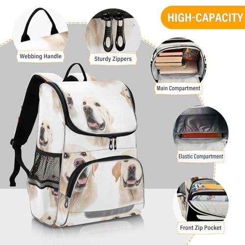 OREZI Schoolbag Large Bookbag Golden Retriever Dog White Backpacks Laptop Backpack for Kindergarten Elementry Middle School Student College Adult Backpack4