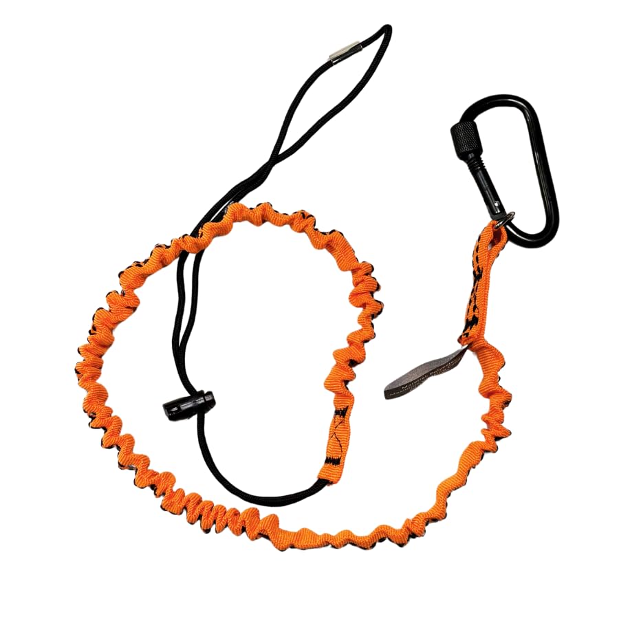 SDFIXINGS Tool Lanyard Rope Retractable Tool Safety Fall Protection With Aluminum Carabiner And Adjustable Loop End Polyester (Orange - Pk10, 9.2kg/20Lbs, 90cm-130cm stretched)