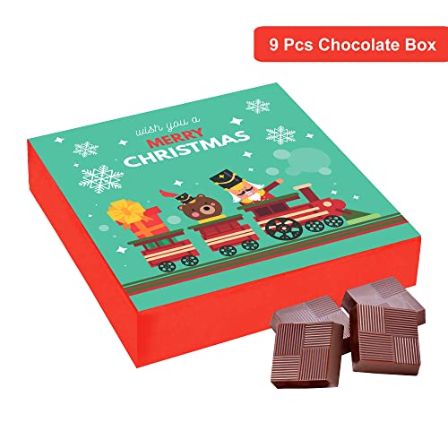 Image of Chocoloony Merry Christmas Chocolate Gift Box Assorted 9 pcs Milk Chocolate Bites