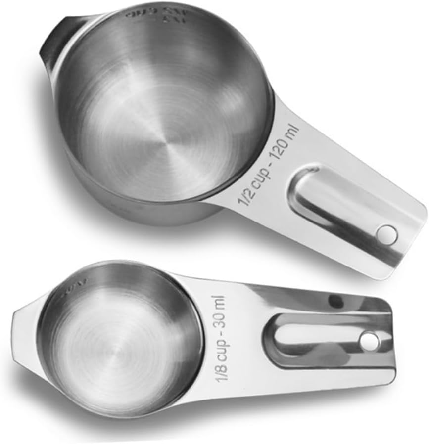 STOBAZA 7pcs Measuring Cup Stainless Steel Set Kitchen Baking Cooking Tool Scale Detachable Ring Hook